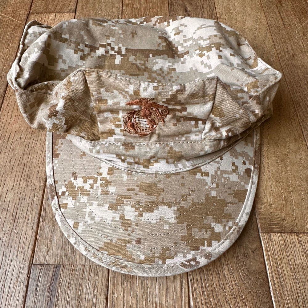USMC Utility Cap Men XL Desert Marpat Digital Camo Eagle Globe Anchor Tan Modern
